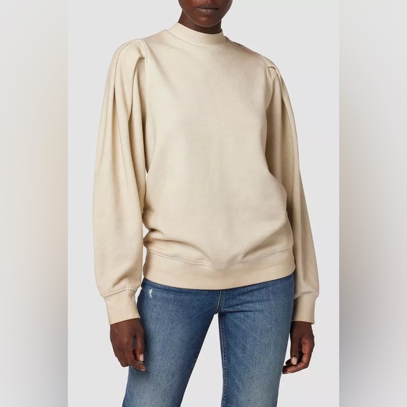 Hudson Jeans Tops - Hudson Jeans Women's Tuck Sleeve Cream Beige Pullover Sweatshirt - Large, EUC